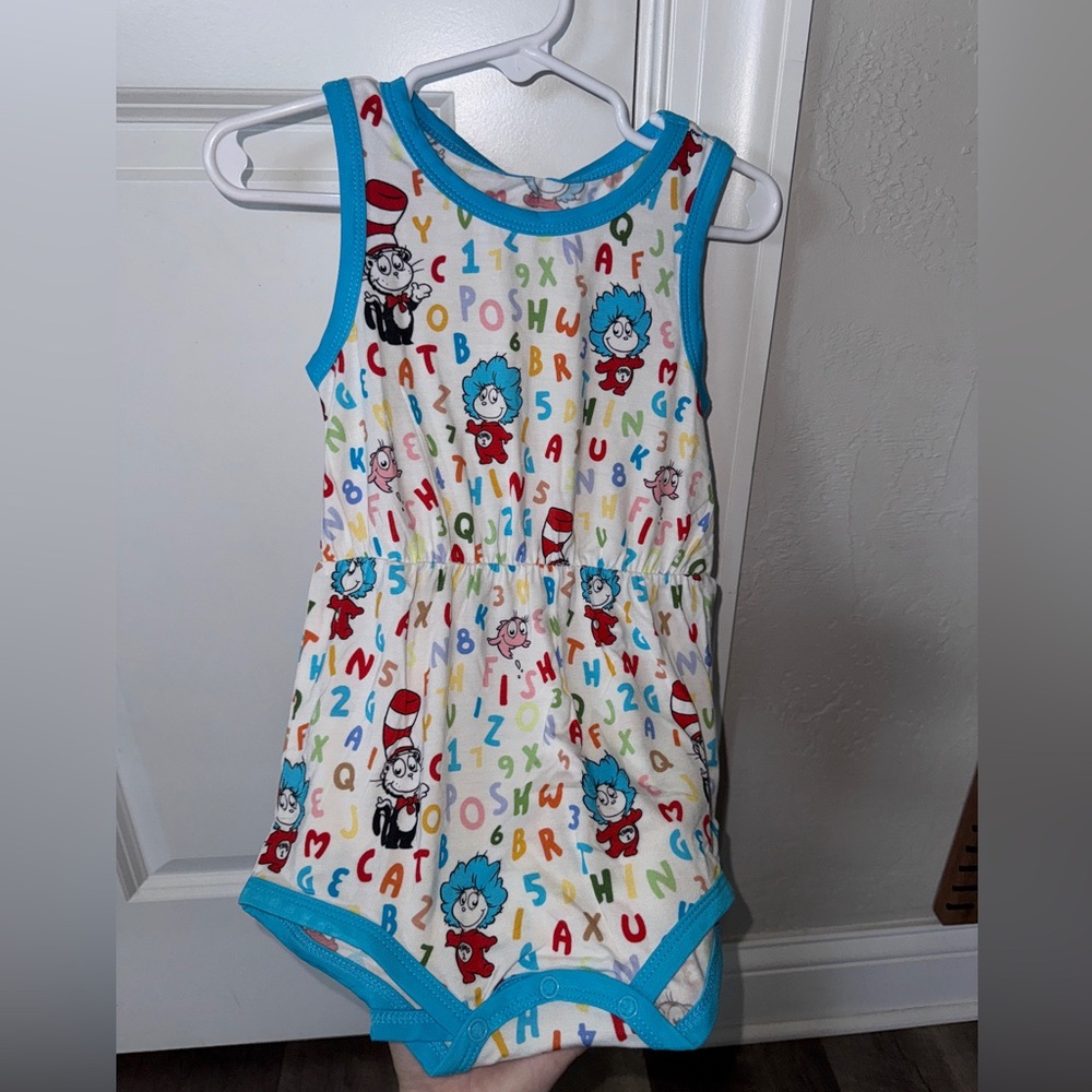 Dr Seuss Good Fun Varsity romper Posh Peanut alphabet kids Summer one piece 2T - Picture 2 of 14